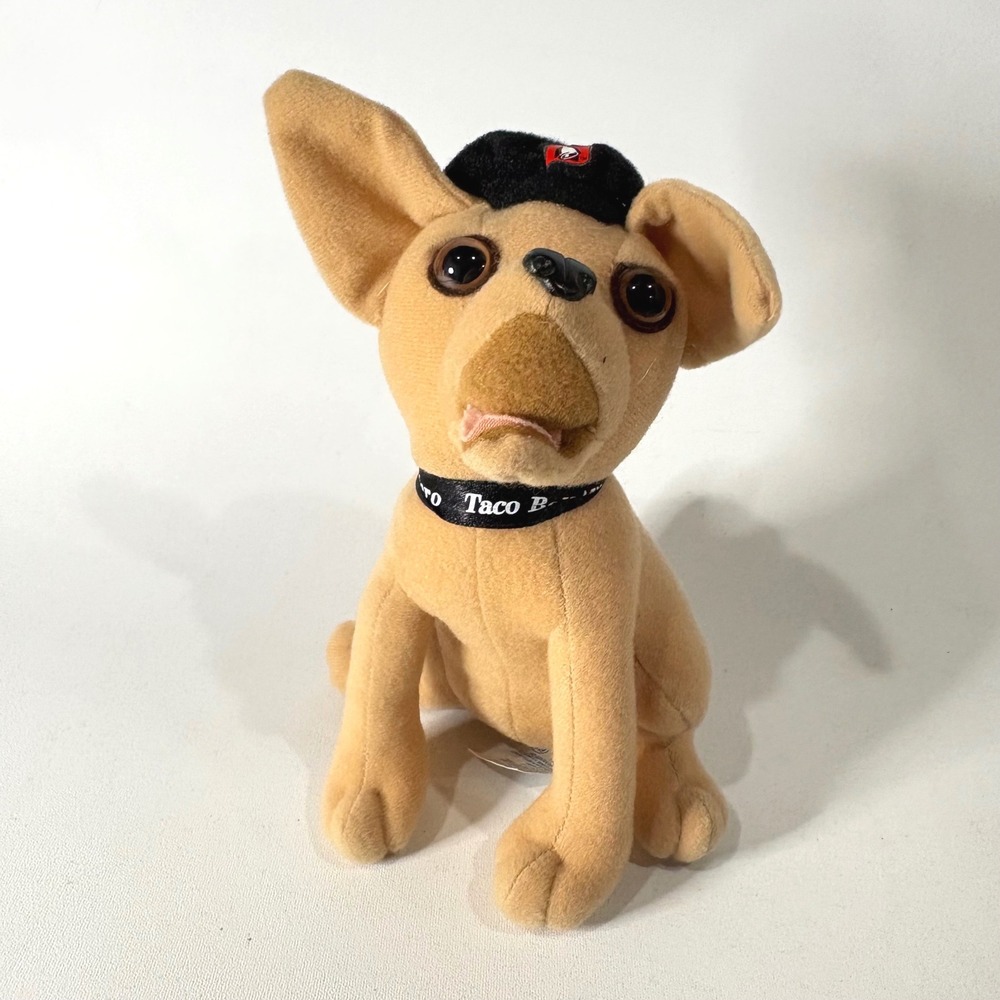 Vintage Taco Bell Chihuahua Plush Toy Black Beret Hat Mascot 90s Collectible